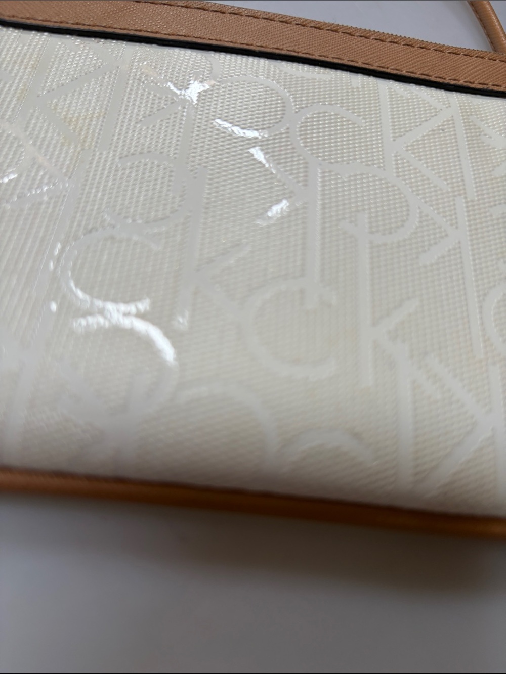 Calvin Klein Cream and Purple Floral Wristlet Clutch - Picture 7 of 11